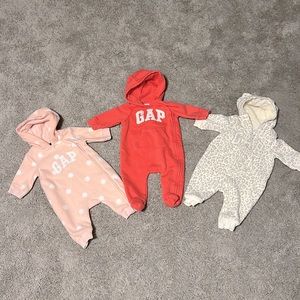 Baby GAP fleece logo one piece outfits - set of 3